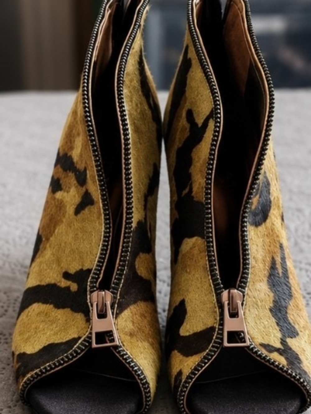 Carlos by Carlos Santana Leopard-Print Peep-Toe Sandals in Yellow and Black